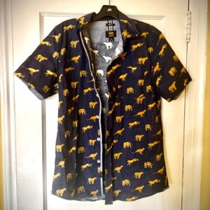 Lee tiger cheetah print men’s casual button down shirt size S